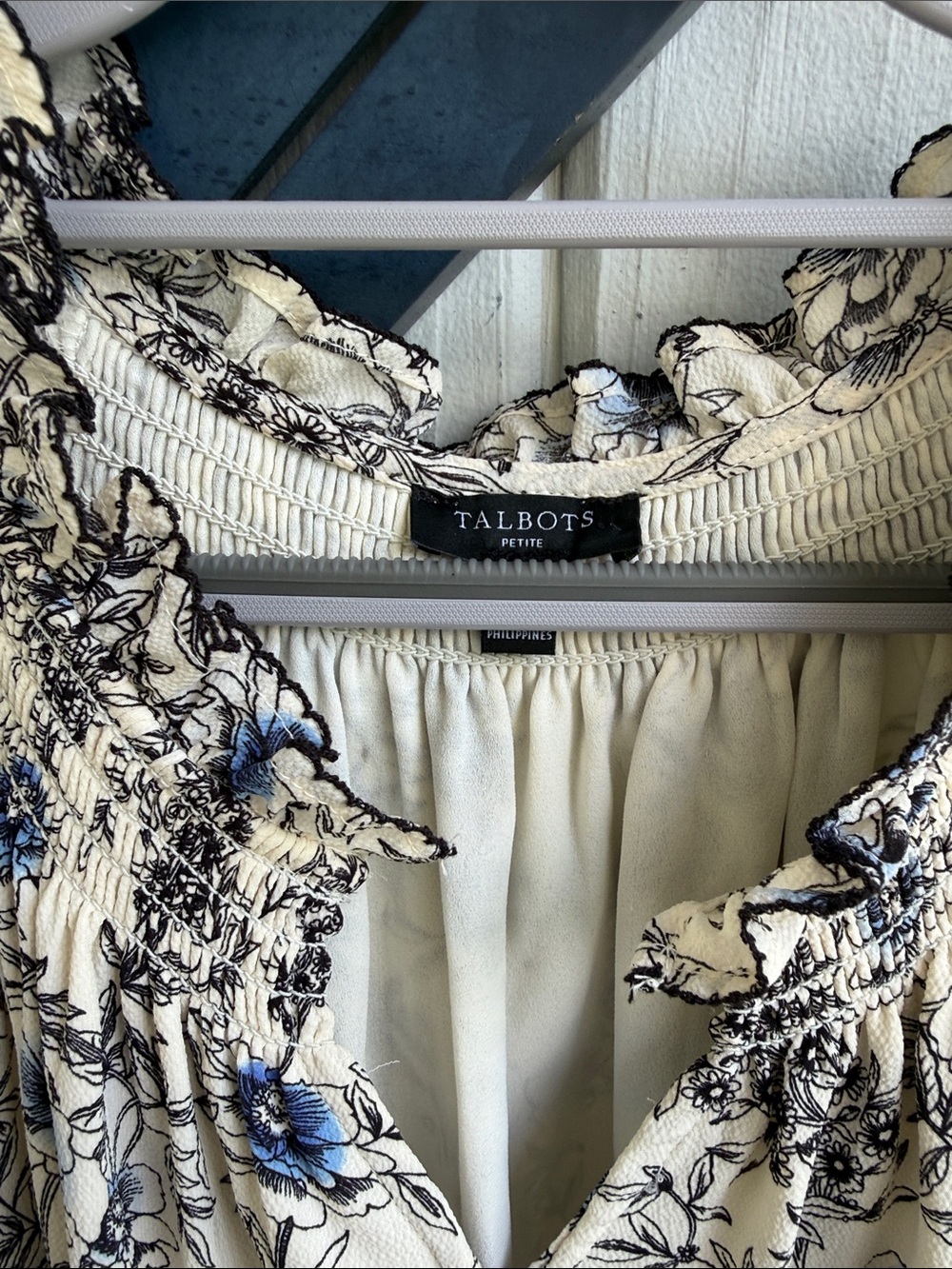 Talbots Cream Midi Dress with Navy Floral Print - Picture 4 of 6